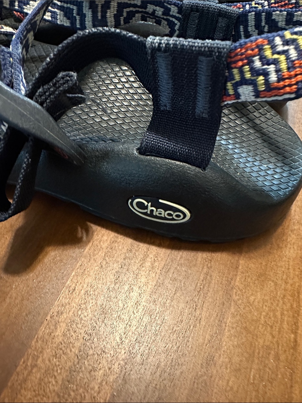 Chaco Navy Sport Sandals with Multicolor Woven Straps - Picture 3 of 7